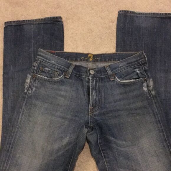 74AMK Distressed Blue Boot Cut Jeans - Picture 2 of 6